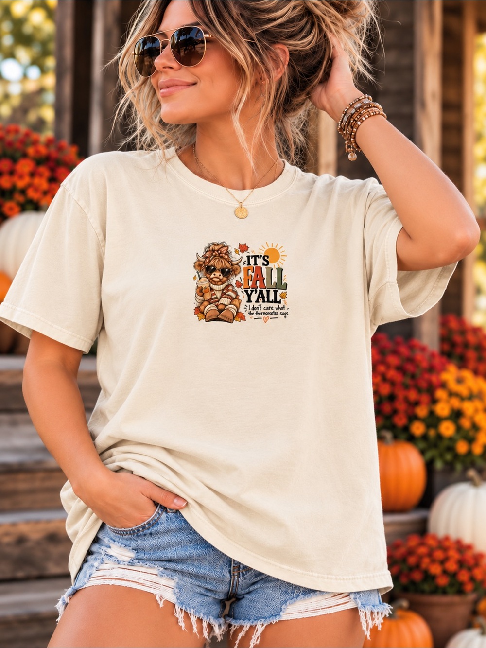 Comfort Colors Ivory "It's Fall Y'all" Short Sleeve Graphic Tee for Fall lovers